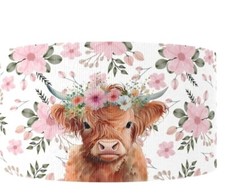 1 inch 1 yard Highland cow flower garden Grosgrain Ribbon 1260004