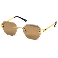 Mens Luxury Victorian Engraving Rimless Rounded Rectangle Sunglasses Street Wear
