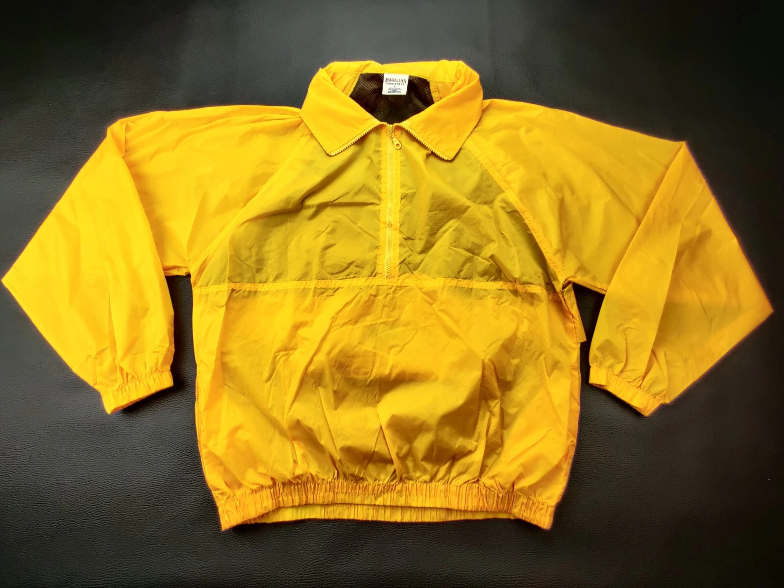 Magellan Sportswear Men's Large Yellow Packable Half Zip Hooded Windbreaker