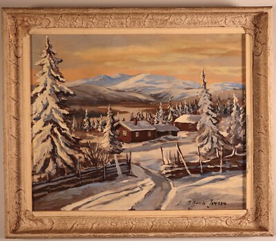 Vintage Impressionist Oil Painting  - Winter Scene by T. Borch-Jensen Listed