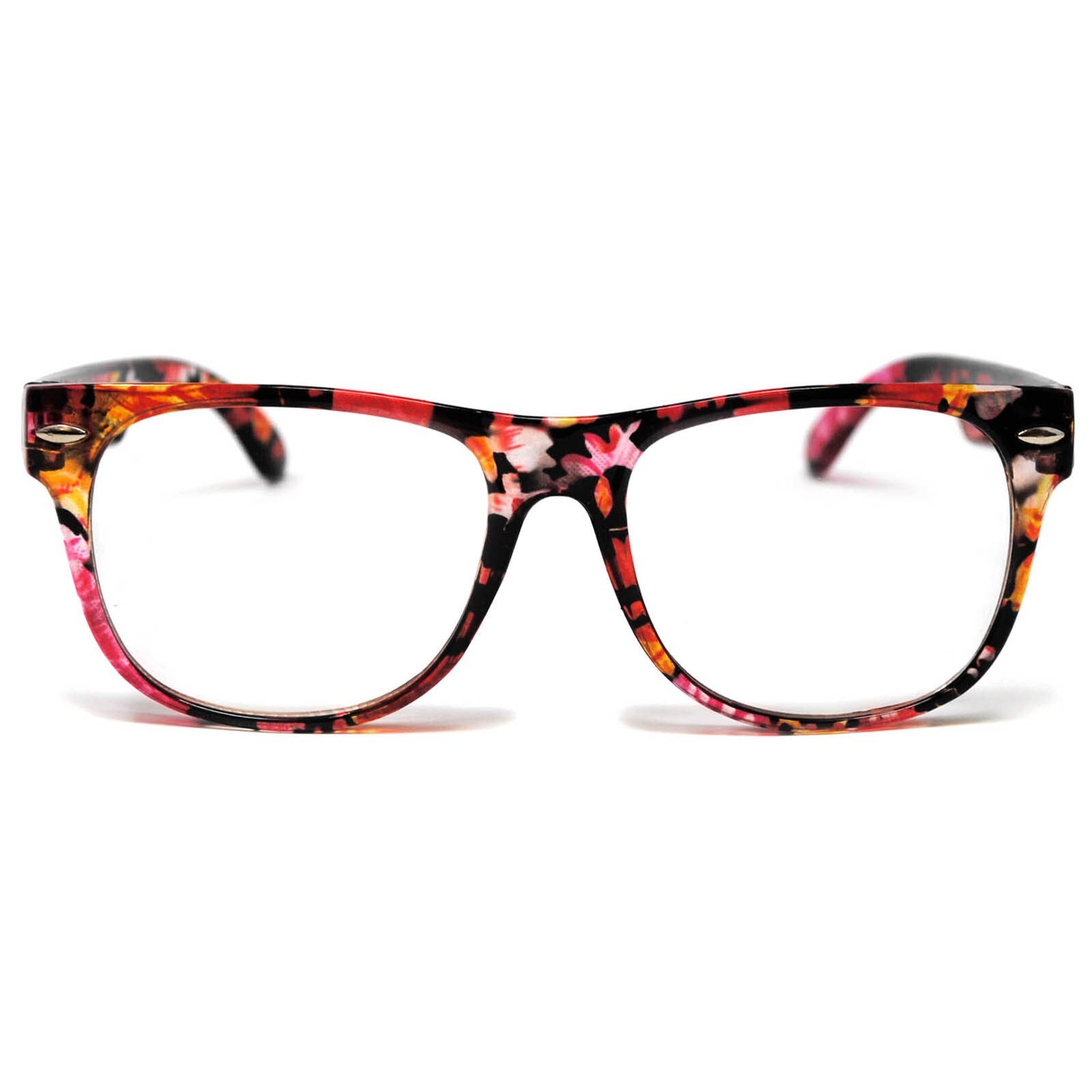 KIDS GLASSES FLORAL RED CLEAR LENS PROTECT CHILD'S EYES FROM UVA W/ POUCH