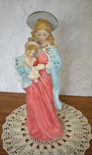 HOLY MADONNA & BABY JESUS; Original ArtMark Bisque Vintage 1970 Porcelain Statue