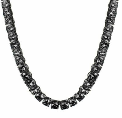 15Ct Simulated Black Diamond Tennis Chain Necklace 925 Sterling
