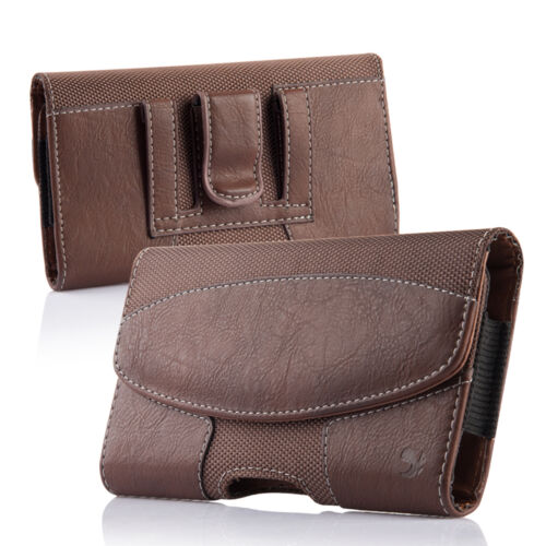 BRAUN HORIZONTAL LEDER TASCHE FÜR IPHONE 8 PLUS TRAGETASCHE GÜRTELCLIP HOLSTER - Bild 19 von 24