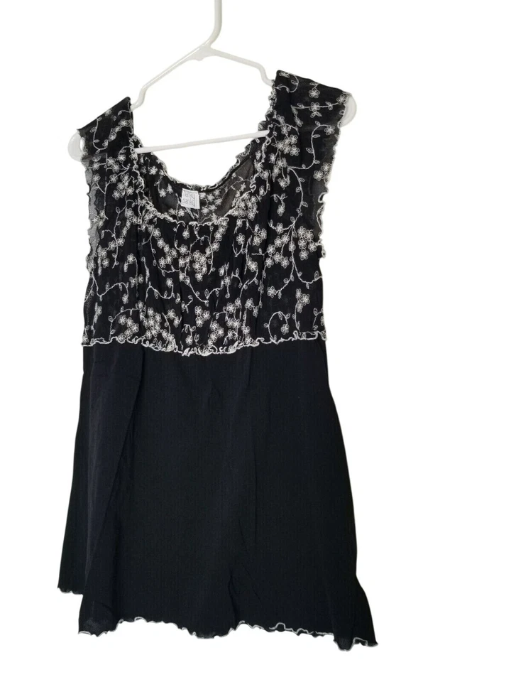 Женская черно-белая пижама Hanky Panky с цветочным узором размер L - Изображение 2 из 4