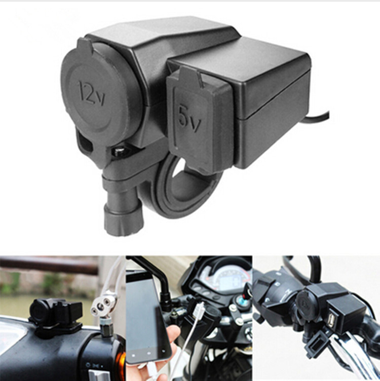 Motorcycle Waterproof Phone Cigarette Lighter USB Power Socket Charger  Outlet