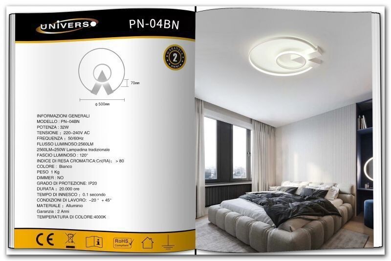 Plafoniera LED 32W Universo PN-04BN IP20: Prezzo e Dati Tecnici