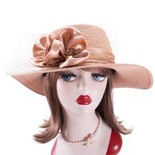 Womens Wide Brim Bridal's Mother Wedding Church Collapsible Floppy Sun Hat A589