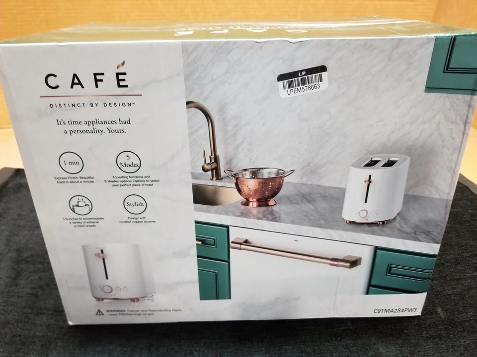 Matte White Café Express Finish 2-Slice Toaster | Extra-Wide Slots, 2-Slice - Image 4 of 4