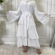 Chiffon Open Kaftan Abaya Dubai Women Long Dress Muslim Kimono Party Robe Prom