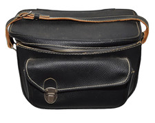 Vintage Genuine Pebbled Leather Black Studded Camera Bag - Handcrafted in Japan