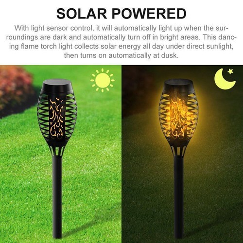 12 PACK Solar Torch Flame Dancing Light LED Flickering Flame Lamp Outdoor Garden - Bild 8 von 15