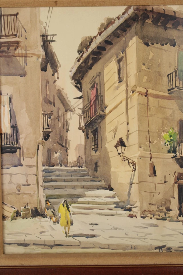 Antigua acuarela casco antiguo España de Ricardo Sacristán Arrieta Foto 3 de 4