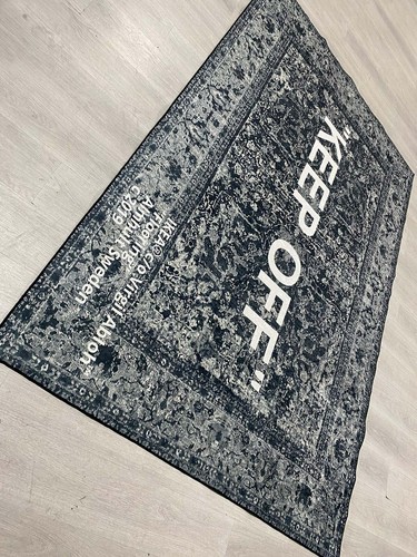 Keep Off Rug, Black and White Keep Off, Keep Off Decor Rug, Modern Art Rug - Picture 6 of 13