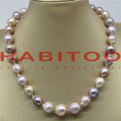 Natural Rare multicolor 12-14mm Kasumi Pearl Necklace 18''