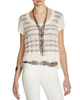 Free People Wide Rib Sweater T Shirt Hi Lo Split Hem Striped Ivory Large W5 on sale Free People Wide Rib Sweater T Shirt Hi Lo Split Hem Striped Ivory Large W5 on sale
