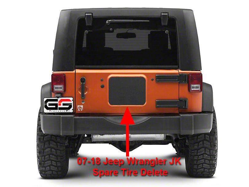 Jeep Wrangler JK 2007-2018 Tailgate Plug Set - Tire Carrier Delete "Tramp Stamp" Cover 2 thumbnail image