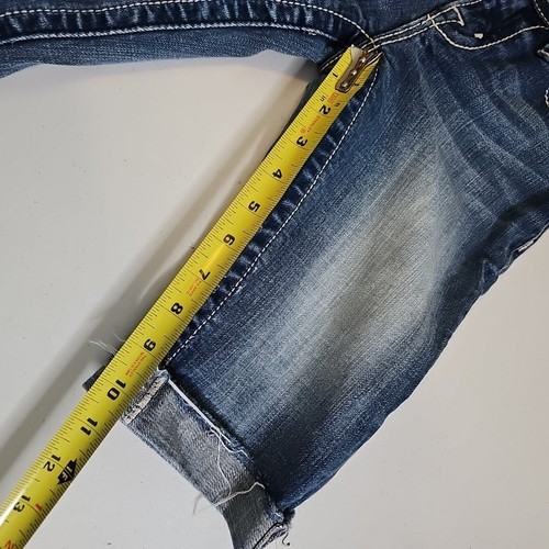 Miss Me Girls size 16 Blue Denim Jeans Shorts Cut Offs Rhinestones Bling - Picture 9 of 9