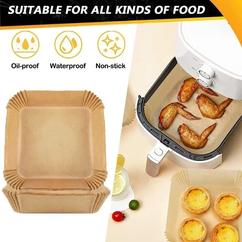 Air Fryer Bakeware Disposable Paper Tray Non-Stick Mat Silicone Square Or Round