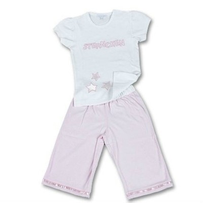 Louis & Louisa 92 98 White Pink Stars Pyjamas