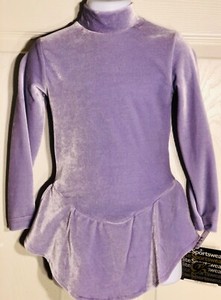 GK-ELITE-ICE-FIGURE-SKATE-DRESS-CHILD-SMALL-LgS-LAVENDER-VELVET-TURTLENECK-CS