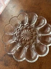 Vtg. Anchor Hocking Fairfield Clear Glass Deviled Egg/Oyster Serving Plate Dish