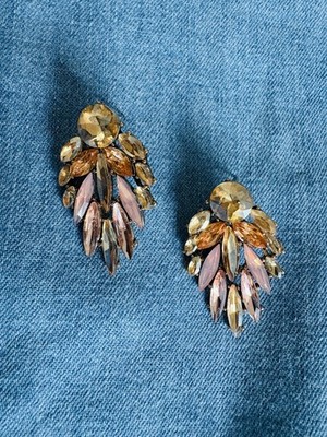 Neu - Atemberaubende Strass Statement Ohrringe - Rose, Rosa & Gold
