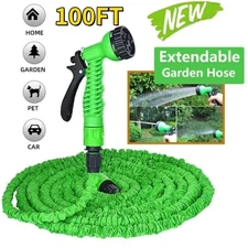 100FT Expanding Expandable Flexible Garden Water Hose w Spray Nozzle