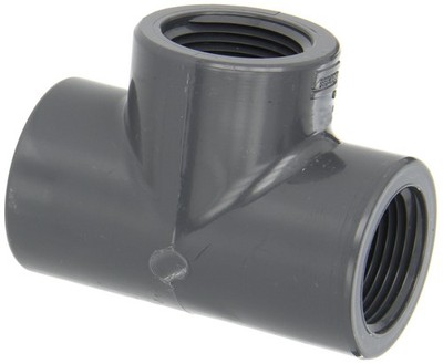 1 Inch Gray PVC Schedule 80 Tee Fitting Female NPT Threads for Pipe Connections