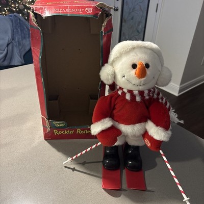 Dept 56 Animated Snowman Skier Rockin  Rollers Read