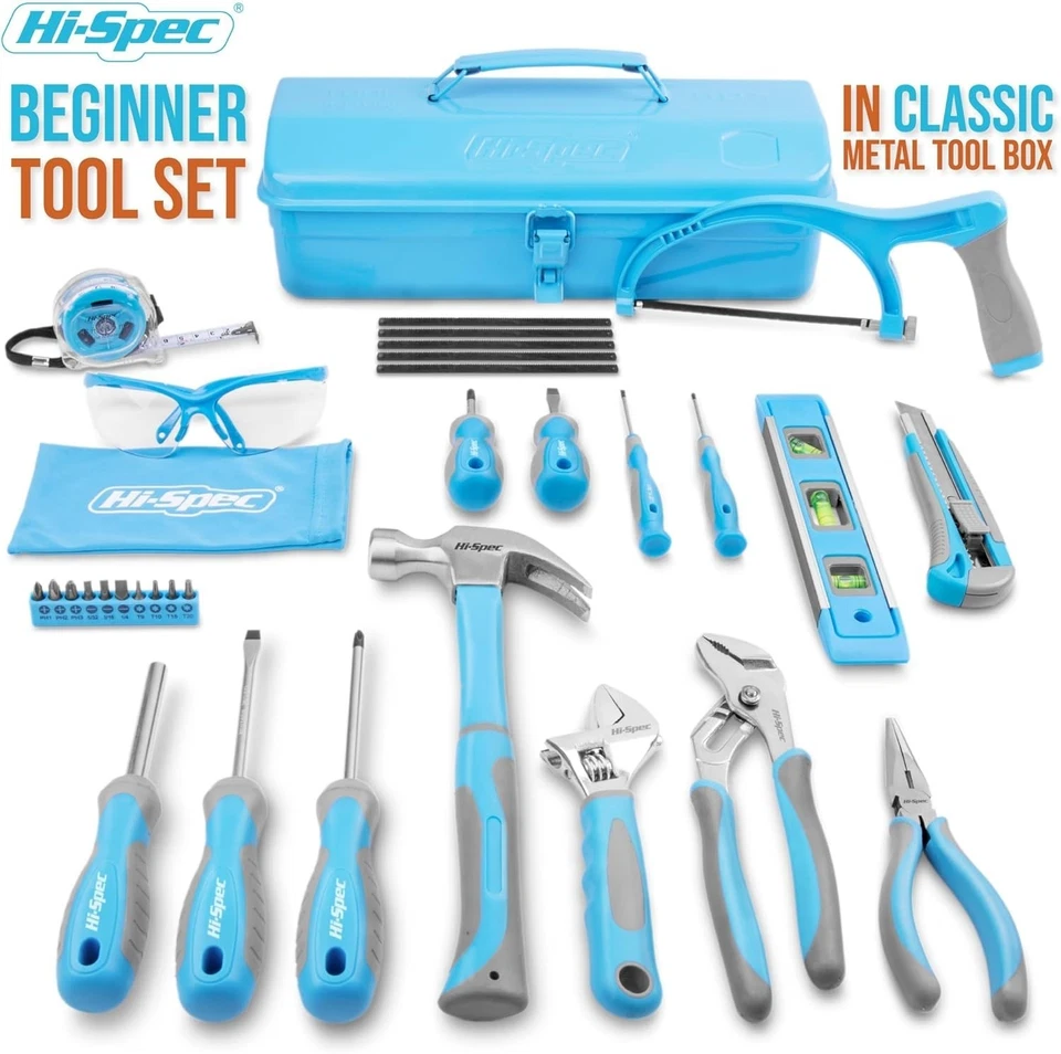 Hi-Spec Blaues Werkzeugset für Anfänger – Metall Werkzeugkoffer für Kinder - Bild 2 von 4