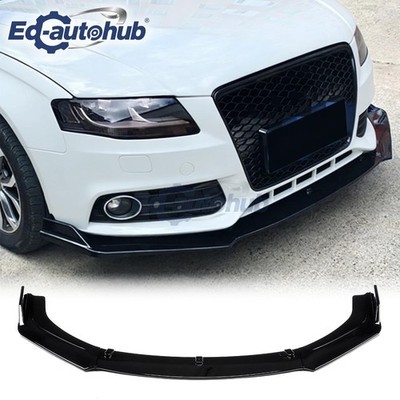 FOR AUDI A4 S4 RS4 2006-2015 B7 B8 FRONT BUMPER LIP GLOSS BLACK