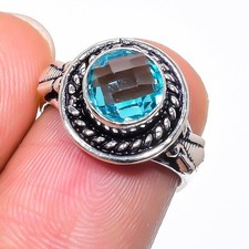 Aqua Aquamarine Gemstone Handmade 925 Sterling Silver All Size Ring For Gift