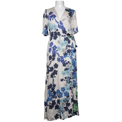 Pure Female, Wickelkleid, Größe: M, Blau/Weiß/Grün, Viskose, Blumen, Damen #7UP