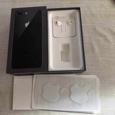 Empty iPhone 8 Plus 64GB Space Gray Box W New EarPods Inserts Stickers NO PHONE