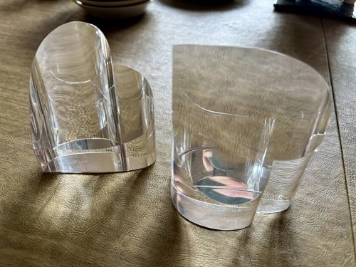 STEUBEN Glass Hearts - 2 Crystal Paperweights *SIGNED* with original box