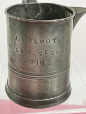 English Pewter Pint Mug Hallmarked Ogbourn St. George , Personalized