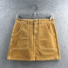 American Eagle High Rise A-Line Corduroy Skirt Womens 0R Brown Cotton Blend Zip