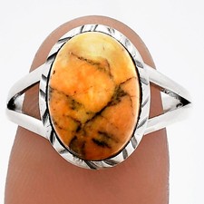 Natural Honey Dendritic Opal 925 Sterling Silver Ring s.8 Jewelry R-1074