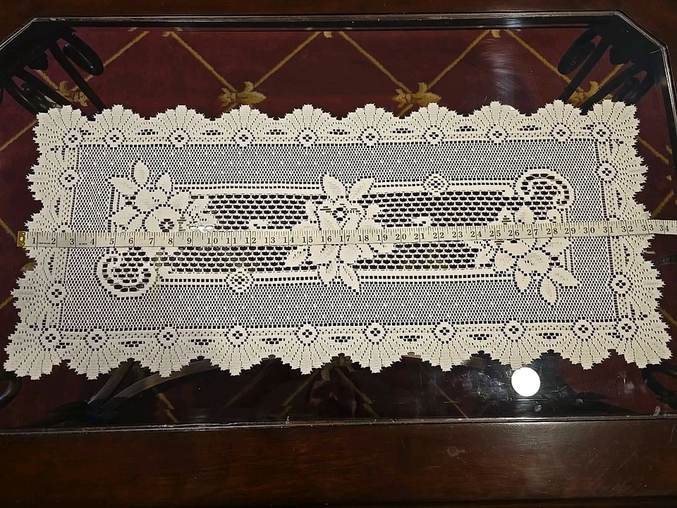 Juego de 2 manteles de encaje para decoración del hogar Foto 3 de 4