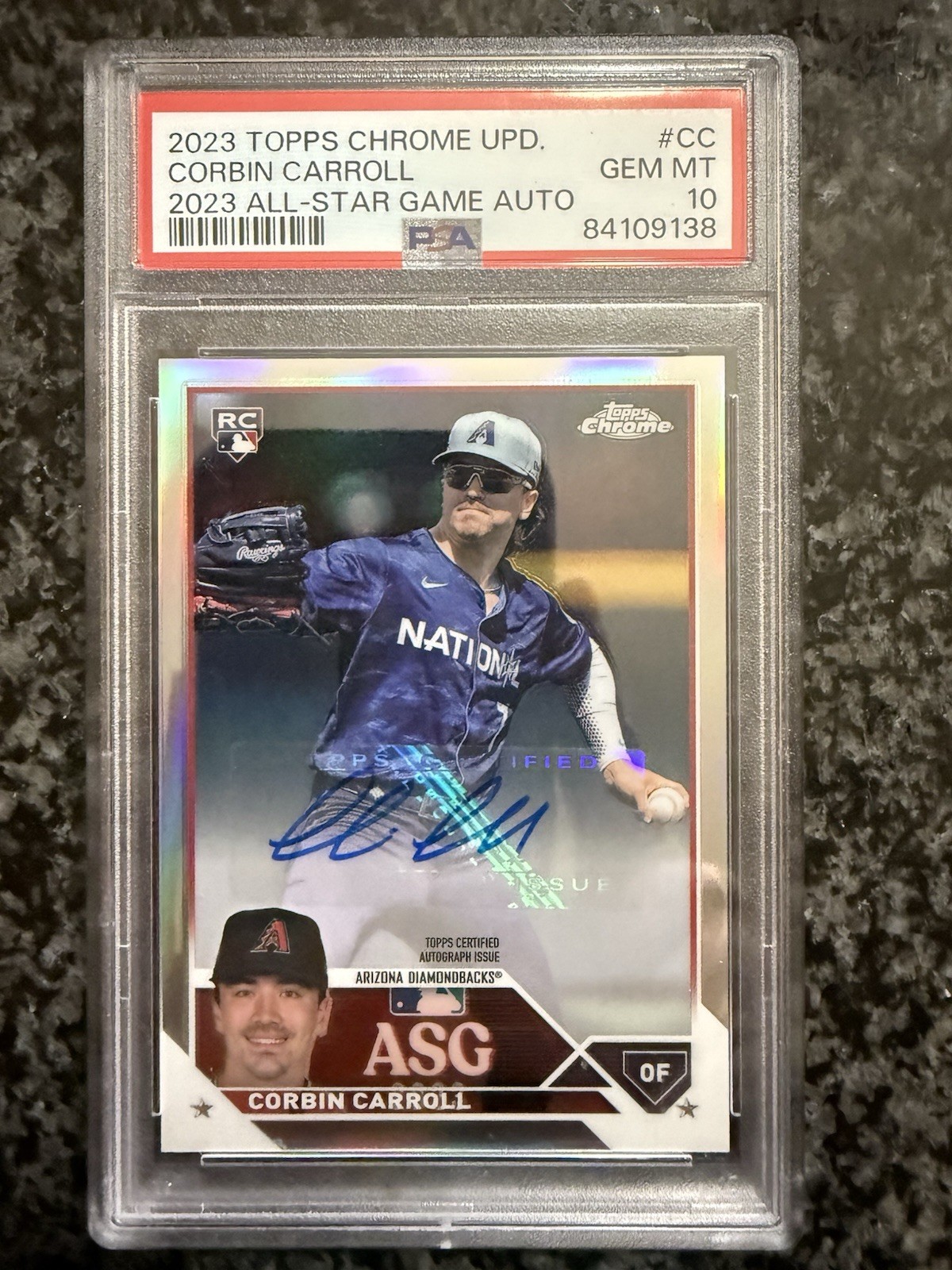 Corbin Carroll 2023 Topps Chrome Update #ASGA-CC Auto Rookie RC PSA 10 Gem Mint