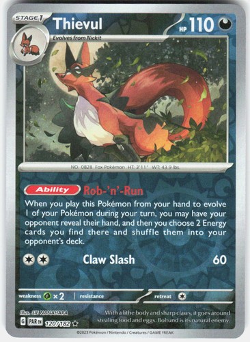 Thievul 120/182 Rare Paradox Rift Pokemon Reverse Holo Near Mint