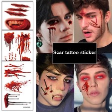 Bloody Scar Halloween Temporary Tattoo Sticker Waterproof Realistic 12x7.6cm