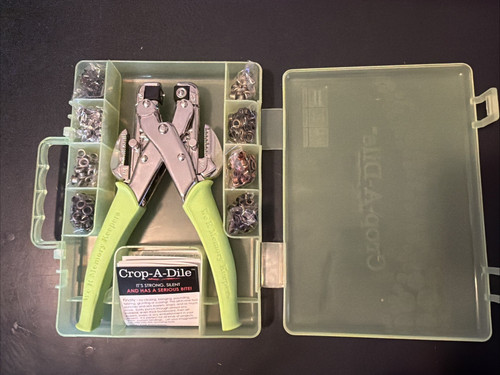 Crop-A-Dile Hole Punch Eyelet Setter With Green Case We R Memory Keepers