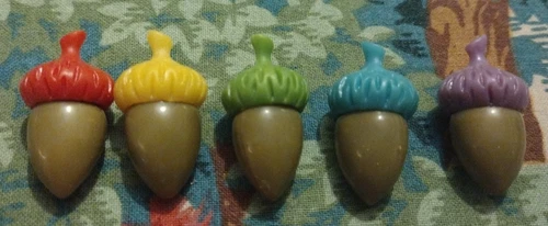 Sneaky, Snacky Squirrel Game Replacement Parts 5 Acorns One In Each Color