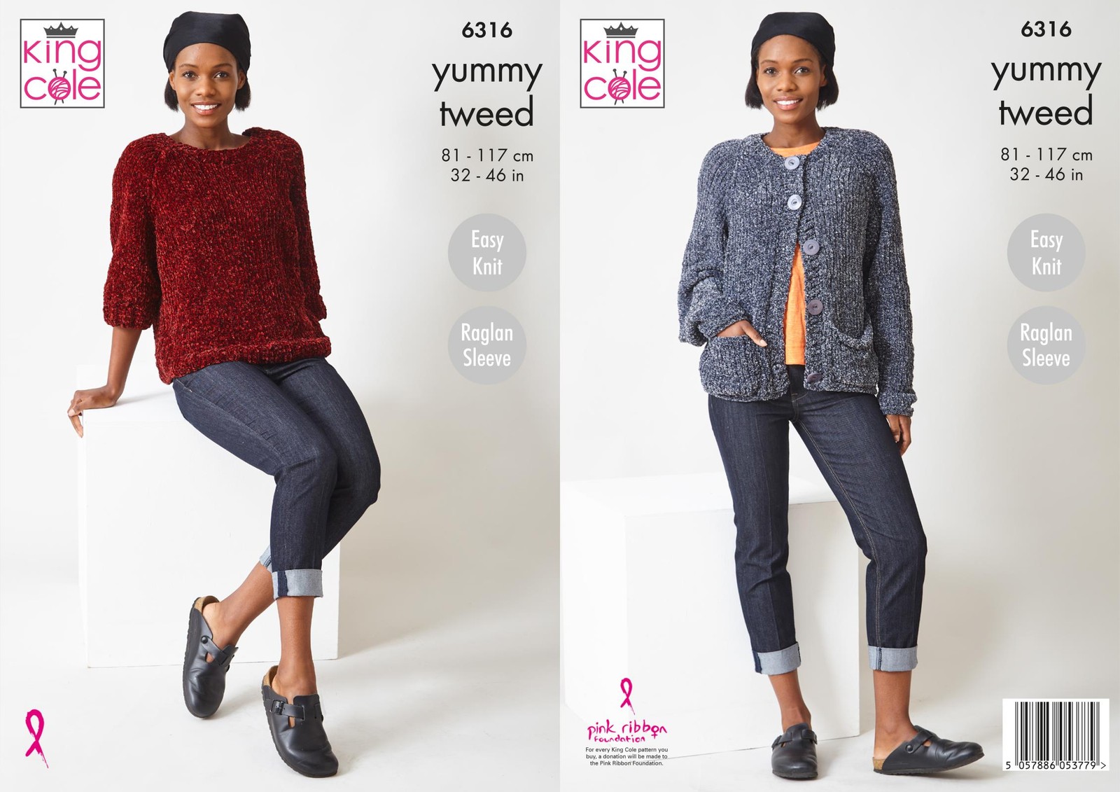 King Cole 6316 Knitting Pattern Womens Sweater and Cardigan in Yummy Tweed