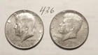 KENNEDY HALF DOLLAR,  40%  SILVER,  1967-P,  1968-D,  ---436