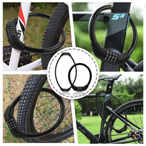 2pcs Bike Lock Cable Combination 4 Digit Anti Theft Lock - Picture 6 of 7