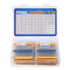BOJACK 50 Values 1350 Pcs Resistor Kit 0 Ohm-5.6M Ohm with 1% 1/4W Metal Film...