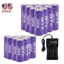 26650 3.7V 1 Rechargeable Battery LED Flashlight Toy Charger LOT
